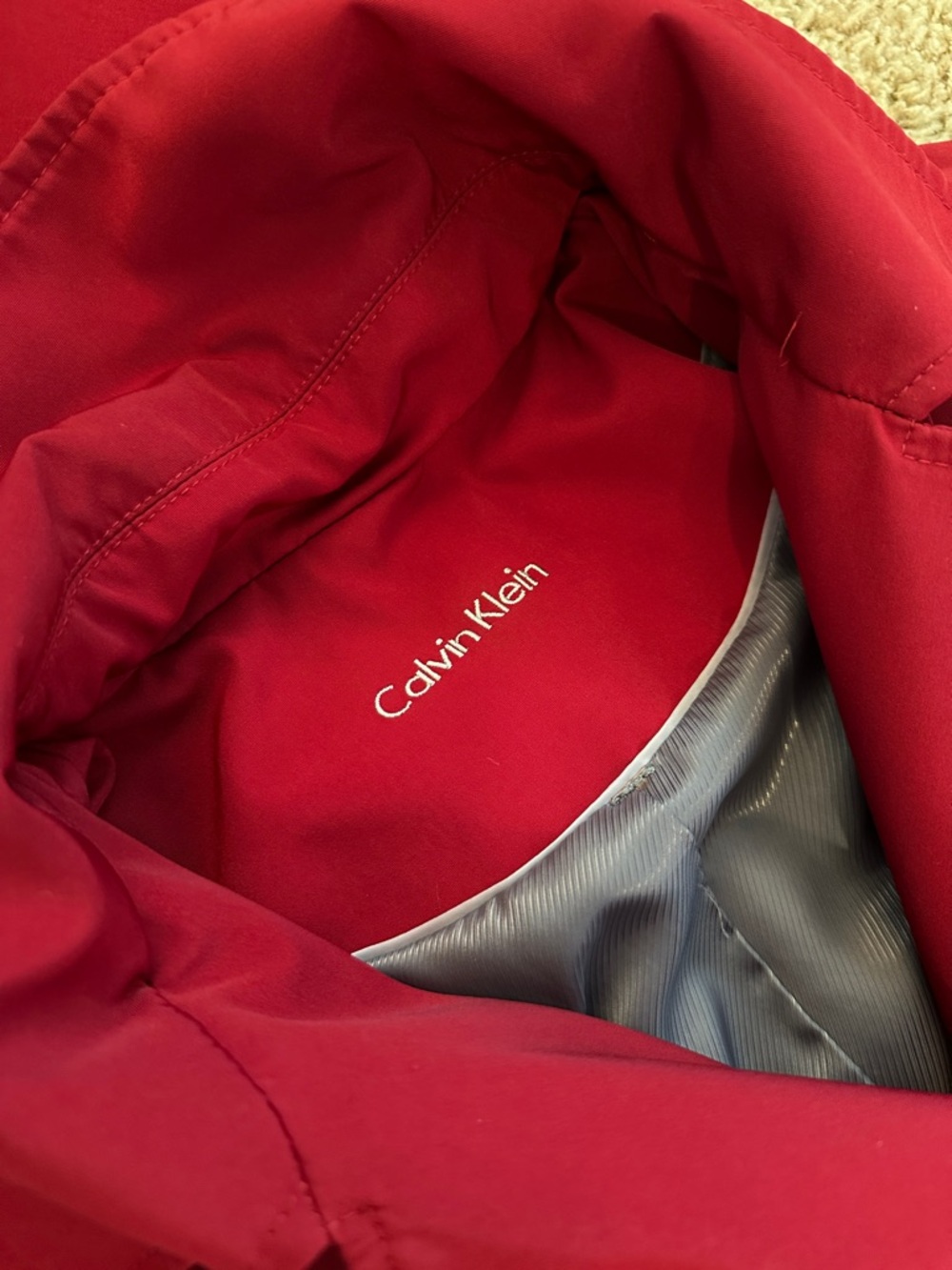 Calvin Klein Women's Hooded Red Trench Coat - Picture 2 of 7